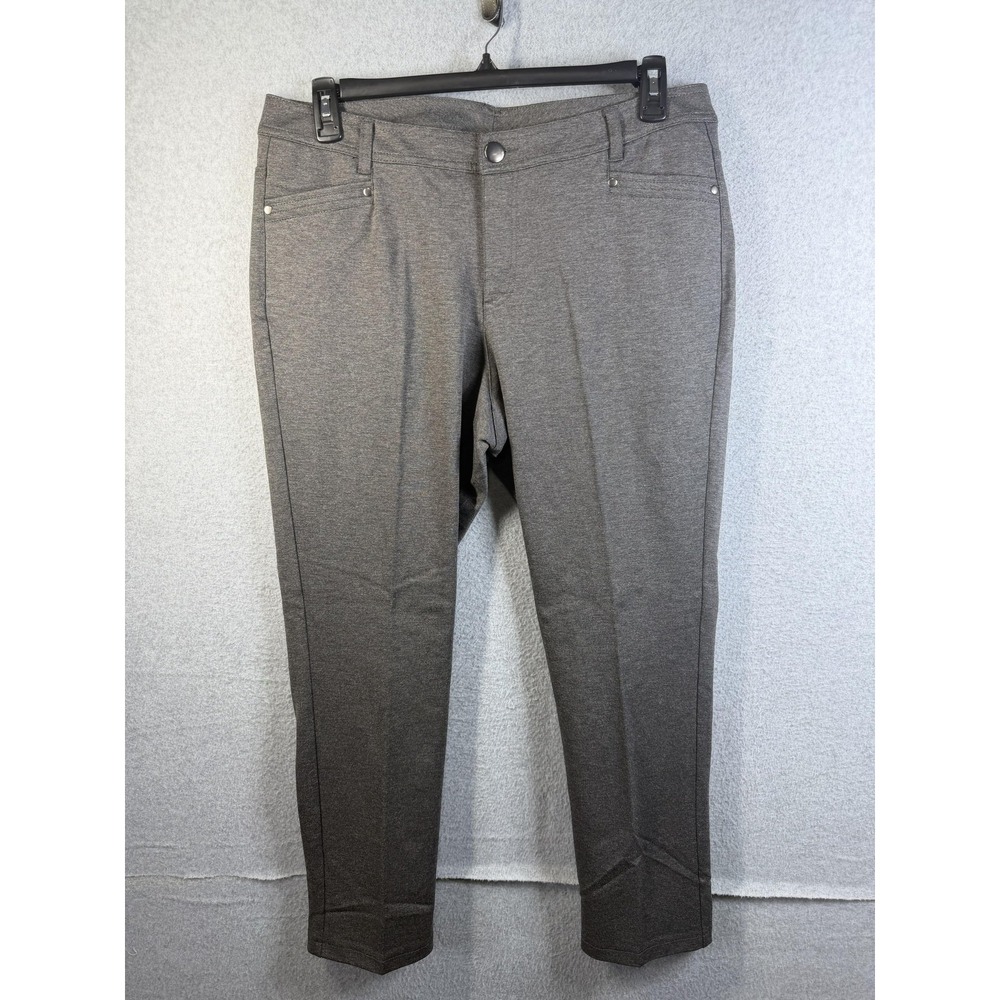 CJ Banks Signature Slimming Pants Womens 16W Petite Gray Ponte Dress Slim Work